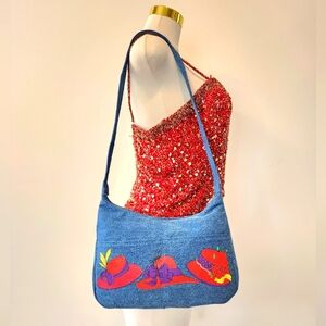 Red Hat Society Blue Jean Shoulder Purse